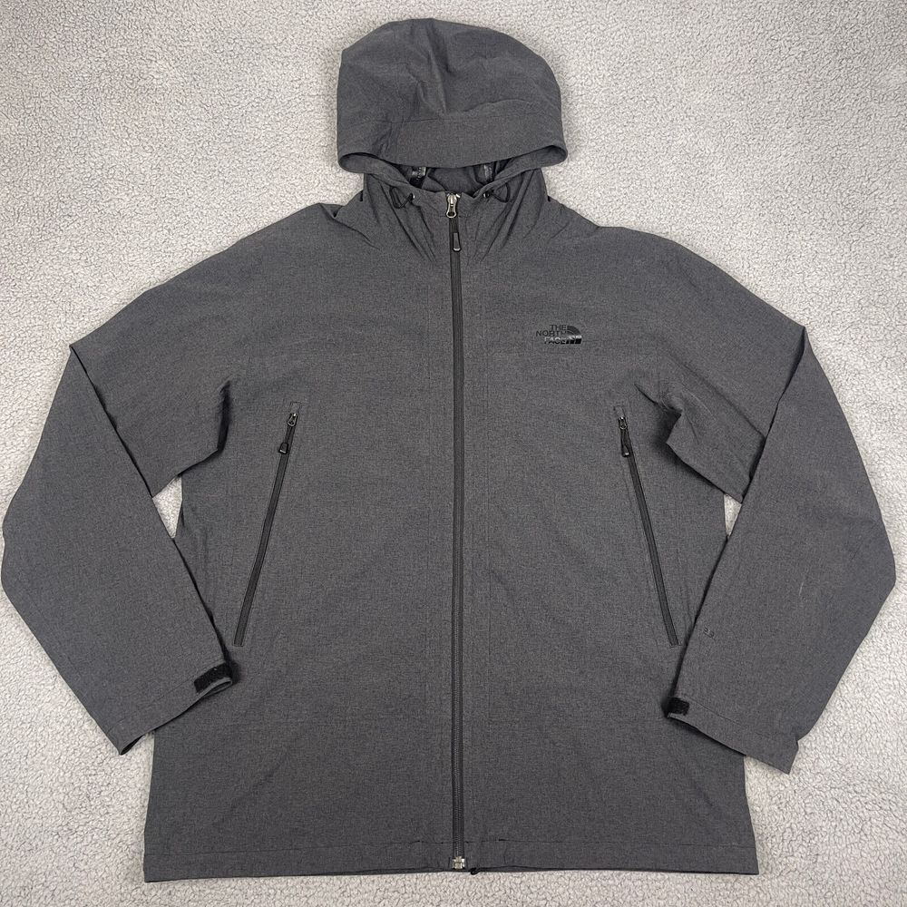 The North Face Rain Jacket Shell Mens XL Charcoal Gray Hyvent 2.5L Hood Pockets